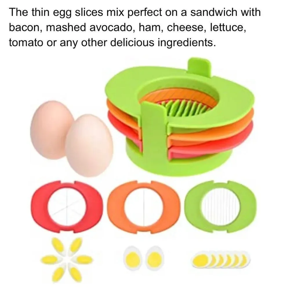 New! Egg Slicer with Three Nesting Cutters (Thin Slices, Wedges & Halves).